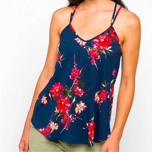 Papermoon Women’s Navy Blue Floral Basima Back Detail Knit Top Size 2X NWT